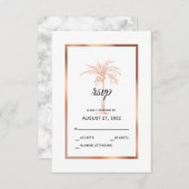 Elegant Roos Gold Copper Marble Palm Tree Weddensc RSVP Kaartje (Voorkant / Achterkant)