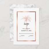 Elegant Roos Gold Copper Marble Palm Tree Weddensc RSVP Kaartje (Voorkant / Achterkant)