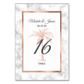 Elegant Roos Gold Copper Palm Tree Marble Wedding Kaart (Voorkant)
