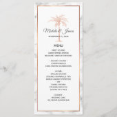 Elegant Roos Gold Copper Palm Tree Marble Wedding Menu (Voorkant)