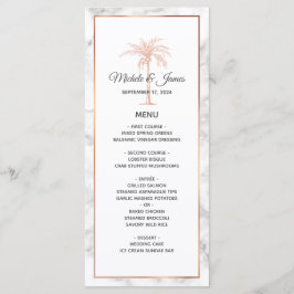Elegant Roos Gold Copper Palm Tree Marble Wedding Menu