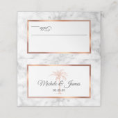 Elegant Roos Gold Copper Palm Tree Marble Wedding Plaatskaartje (Buitenkant ongevouwen)
