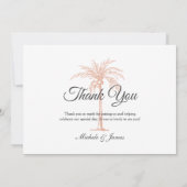 Elegant Roos Gold Copper Palm Tree Weddenfoto Bedankkaart (Achterkant)