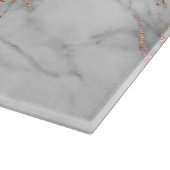 Elegant Roos Gold Copper White marble Monogram Snijplank (Hoek)