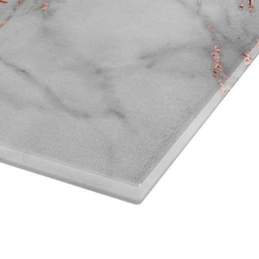 Elegant Roos Gold Copper White marble Monogram Snijplank (Hoek)