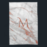 Elegant Roos Gold Copper White marble Monogram Theedoek<br><div class="desc">Elegant Chic Roos Gold en White Marble Monogram home-decor,  klaar voor personalisatie met uw monogram.</div>