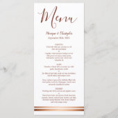 Elegant Roos Gold Copper White Wedding Menu (Voorkant)