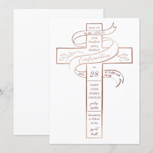 Elegant Roos Gold Cross - Christelijke bevestiging Kaart