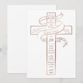 Elegant Roos Gold Cross Ribbon Quinceañera Kaart (Voorkant / Achterkant)