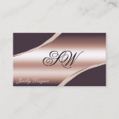 Elegant Roos Gold Curved Lines Monogram en foto Visitekaartje (Voorkant)