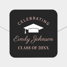 Elegant Roos Gold Custom 2025 Graduation Party Vierkante Sticker