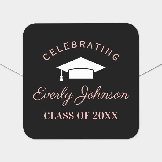 Elegant Roos Gold Custom 2025 Graduation Party Vierkante Sticker