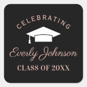 Elegant Roos Gold Custom 2025 Graduation Party Vierkante Sticker (Voorkant)