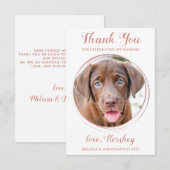 Elegant Roos Gold Custom Dog Photo Pet Weddenschap Bedankkaart (Voorkant / Achterkant)