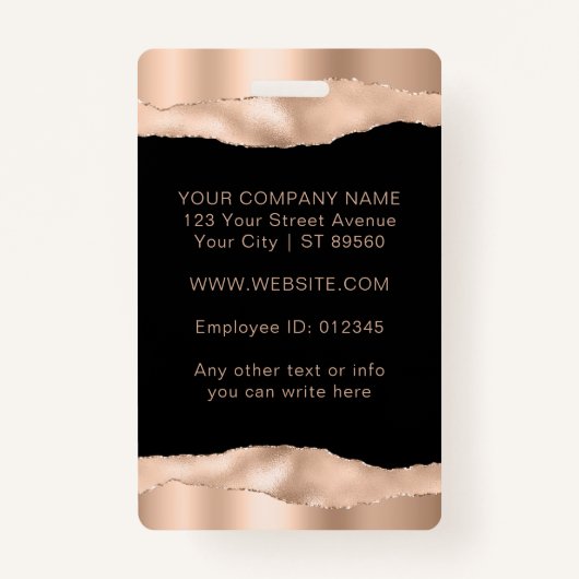 Elegant Roos Gold Custom Medewerker Fotobedrijf Badge (Achterkant)