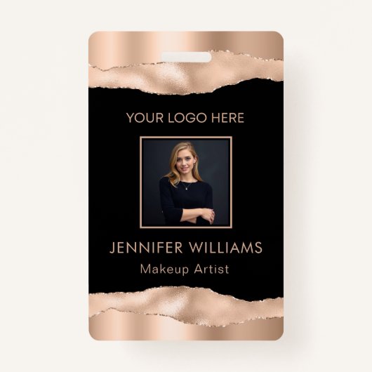 Elegant Roos Gold Custom Medewerker Fotobedrijf Badge (Voorkant)