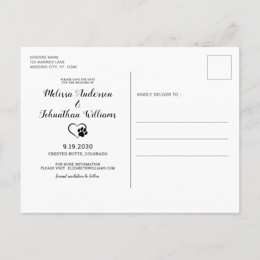 Elegant Roos Gold Custom Pet Photo Dog Weddenschap Aankondigingskaart (Achterkant)