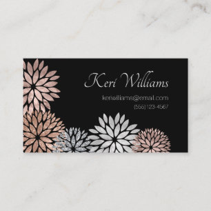 Elegant Roos Gold Dahlia Floral Glitter Folie Visitekaartje
