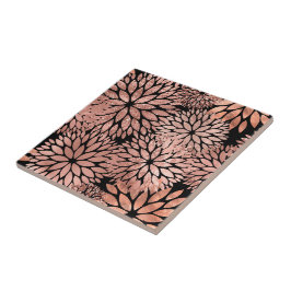 Elegant Roos Gold Dahlia Floral Tegeltje