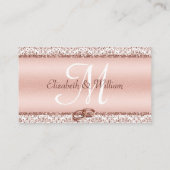 Elegant Roos Gold Damask Monogram Weddenschap Webs Informatiekaartje (Achterkant)