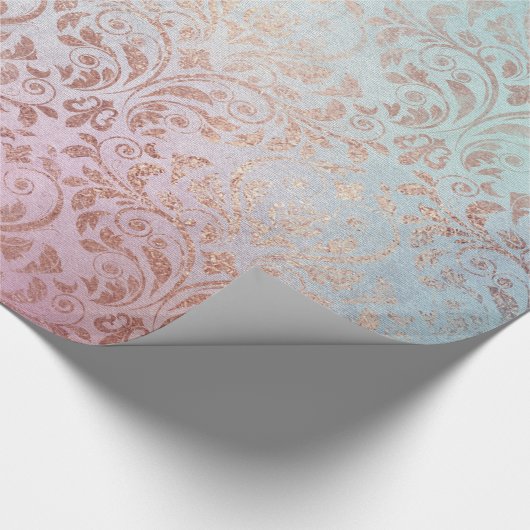Elegant  roos gold damask waterverf cadeaupapier (Hoek)