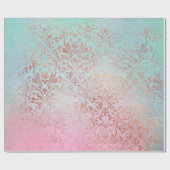 Elegant  roos gold damask waterverf cadeaupapier (Vlak)