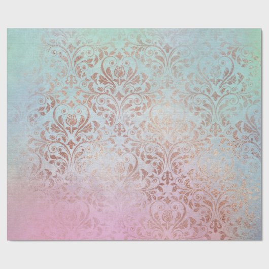 Elegant  roos gold damask waterverf cadeaupapier (Vlak)