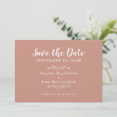 Elegant Roos Gold Delicate Romantische kalligrafie Save The Date (Staand voorkant)