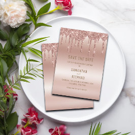 Elegant Roos Gold Diamond Glitter Save The Date