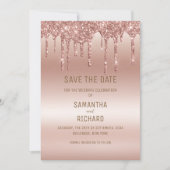 Elegant Roos Gold Diamond Glitter Save The Date (Voorkant)