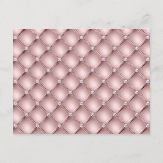 Elegant Roos Gold Diamond Tufted WeddenOntvangst Informatiekaartje (Achterkant)