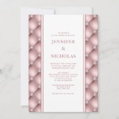 Elegant Roos Gold Diamond Tufted Wedding Invitatio Kaart (Voorkant)