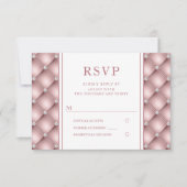 Elegant Roos Gold Diamond Tufted Wedding RSVP (Voorkant)
