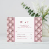 Elegant Roos Gold Diamond Tufted Wedding RSVP (Staand voorkant)