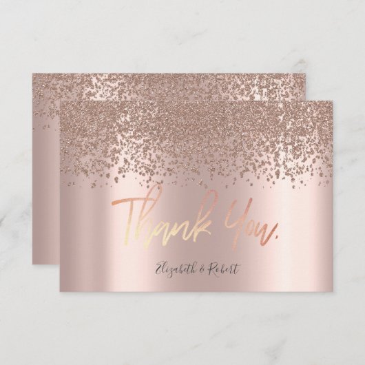 Elegant Roos Gold Diamonds Hartelijk dank Bedankkaart (Voorkant / Achterkant)