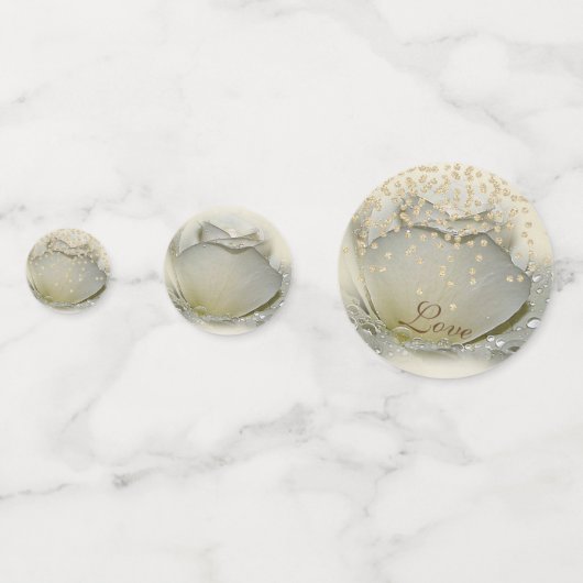 Elegant Roos, Gold Diamonds, liefdesnaam Confetti (Achterkanten)