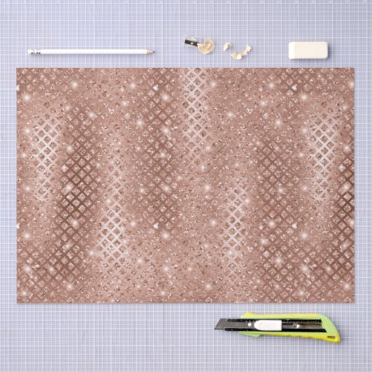 Elegant Roos Gold Diamonds Metallic Glitter Tissuepapier (Craft)