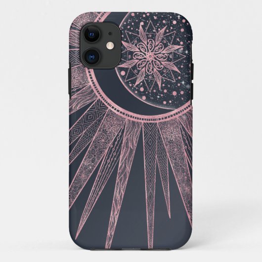 Elegant Roos Gold Doodles Sun Moon Mandala Design Case-Mate iPhone Case (Achterkant)