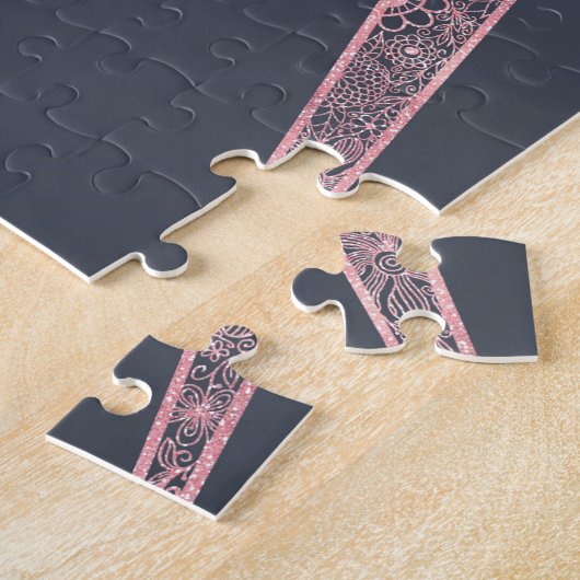 Elegant Roos Gold Doodles Sun Moon Mandala Design Legpuzzel (Zijkant)