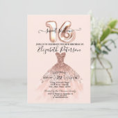 Elegant Roos Gold Dress Confetti Cream Sweet 16 Kaart (Staand voorkant)