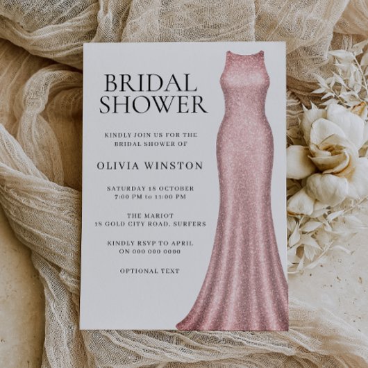 Elegant Roos Gold Dress Vrijgezellenfeest Kaart