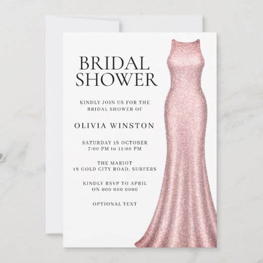 Elegant Roos Gold Dress Vrijgezellenfeest Kaart (Voorkant)