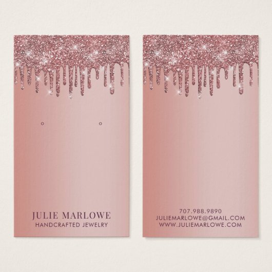 Elegant Roos Gold Dripping Glitter Oorbel Display Visitekaartje (Voorkant /achterkant)