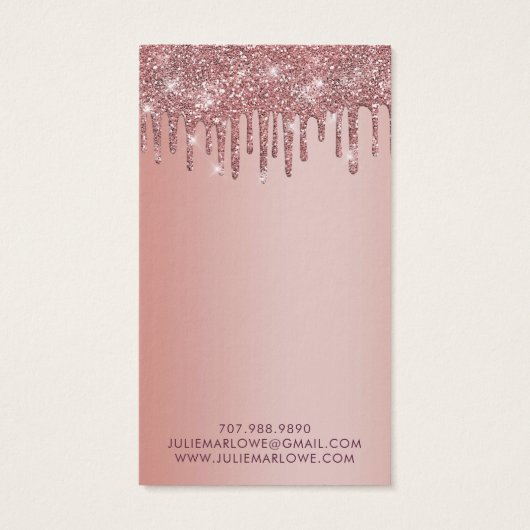Elegant Roos Gold Dripping Glitter Oorbel Display Visitekaartje (Achterkant)