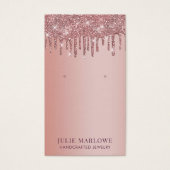 Elegant Roos Gold Dripping Glitter Oorbel Display Visitekaartje (Voorkant)