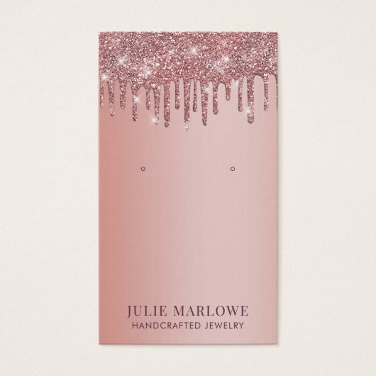 Elegant Roos Gold Dripping Glitter Oorbel Display Visitekaartje (Voorkant)
