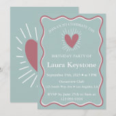 Elegant Roos Gold, Dusty Blue & White Wavy Border Kaart (Voorkant / Achterkant)