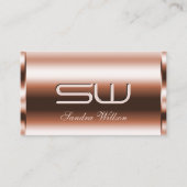 Elegant Roos Gold Effect 3D Optisch monogram Visitekaartje (Voorkant)