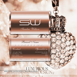 Elegant Roos Gold Effect 3D Optisch monogram Visitekaartje