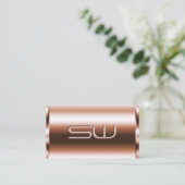Elegant Roos Gold Effect Faux 3D Monogram Kwalitei Visitekaartje (Staand voorkant)